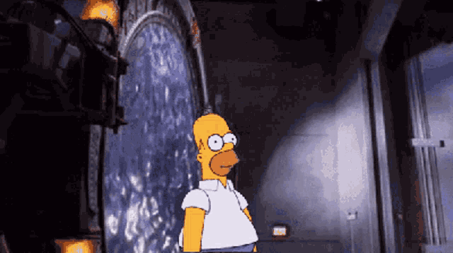 Homer Simpson disappear into Stargate event horizon gif